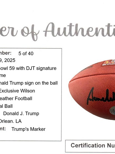 supper bowl 59 Donald J Trump signature