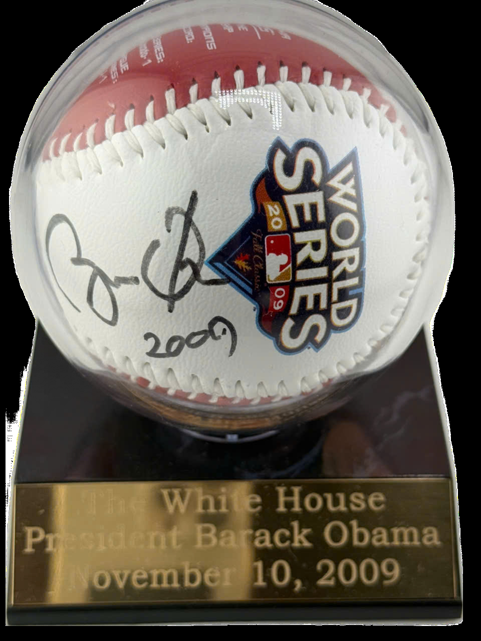 President 44 Barack Obama signed 2009 World Series Philadelphia Champions.