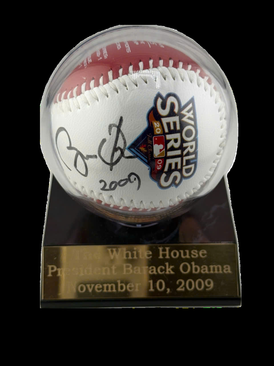 President 44 Barack Obama signed 2009 World Series Philadelphia Champions.